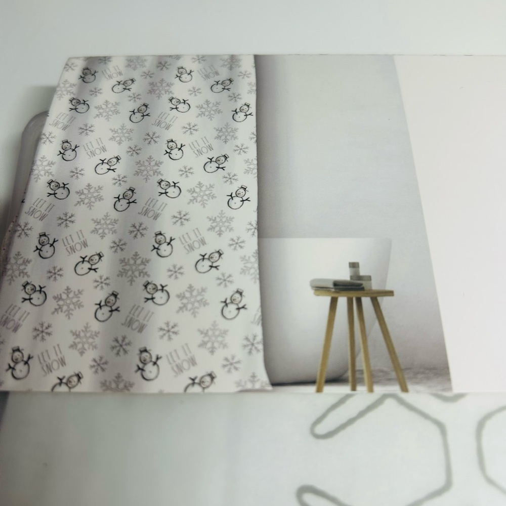 Rae Dunn Snowman Shower Curtain Liner 72x72 Winter Snowflakes PEVA